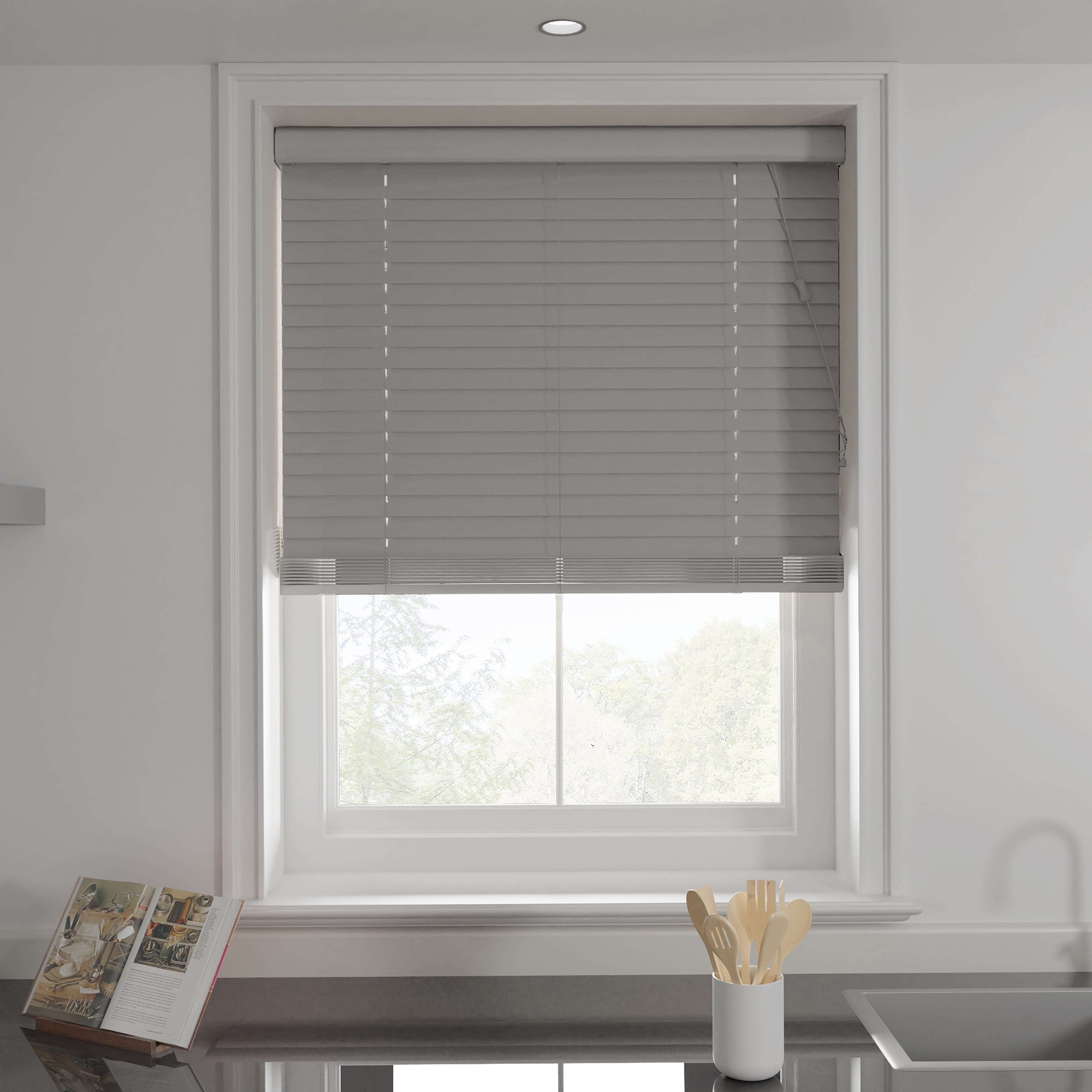 Swish Grey 50mm Made To Order Faux Wood Blinds Grey