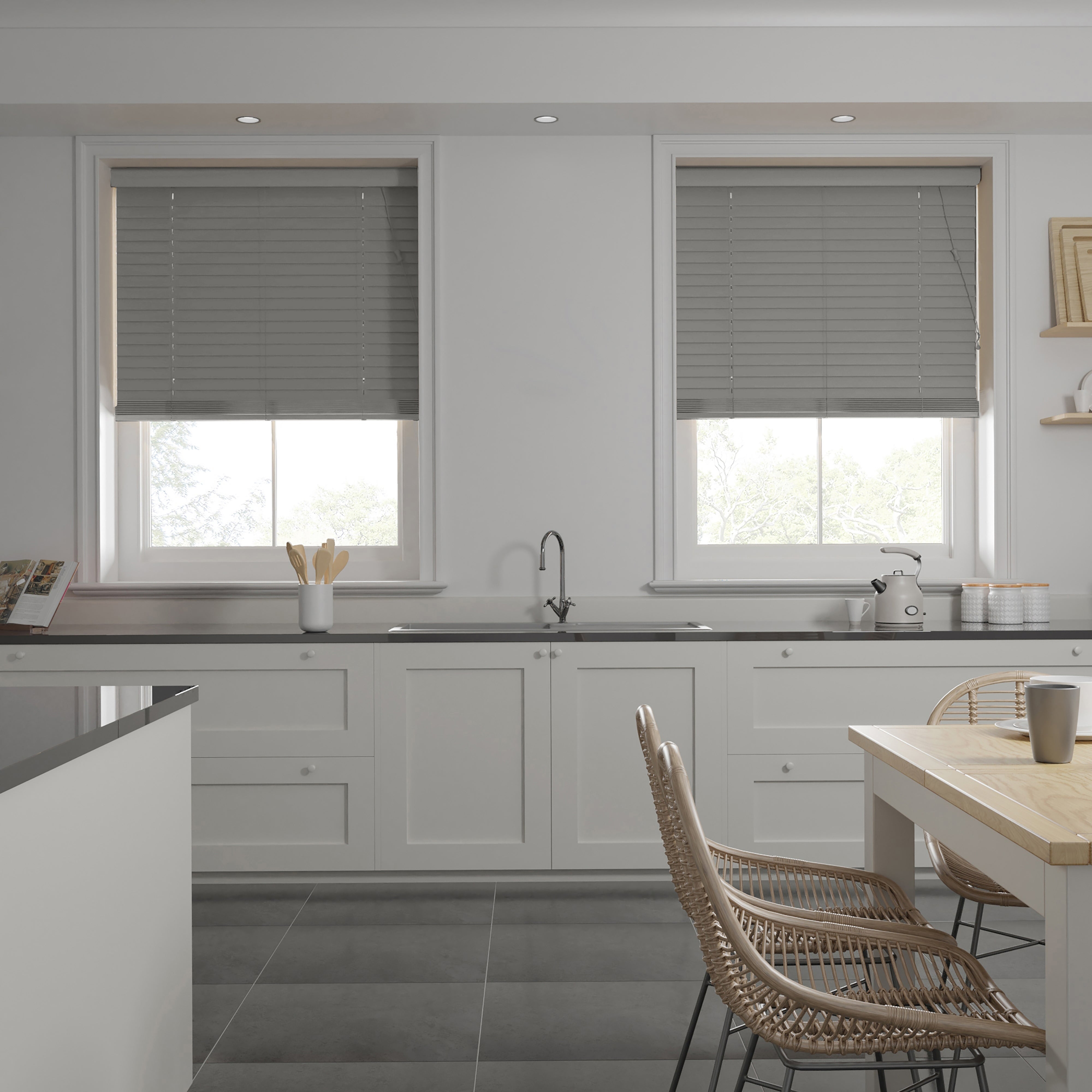 Swish Grey 50mm Made To Order Faux Wood Blinds Grey