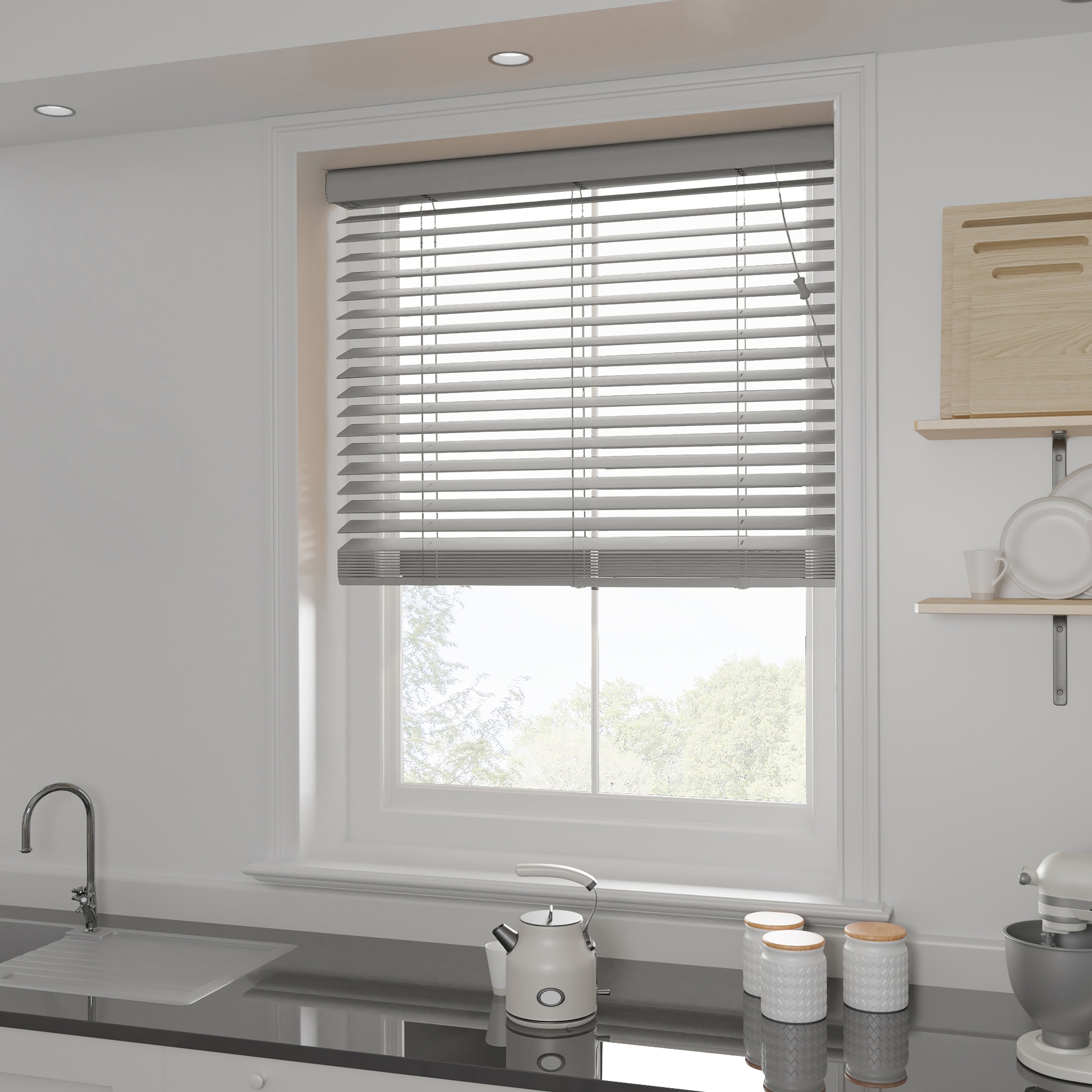 Swish Grey 50mm Made To Order Faux Wood Blinds Grey