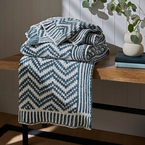 Chenille Chevron Throw 130cm x 180cm Dunelm