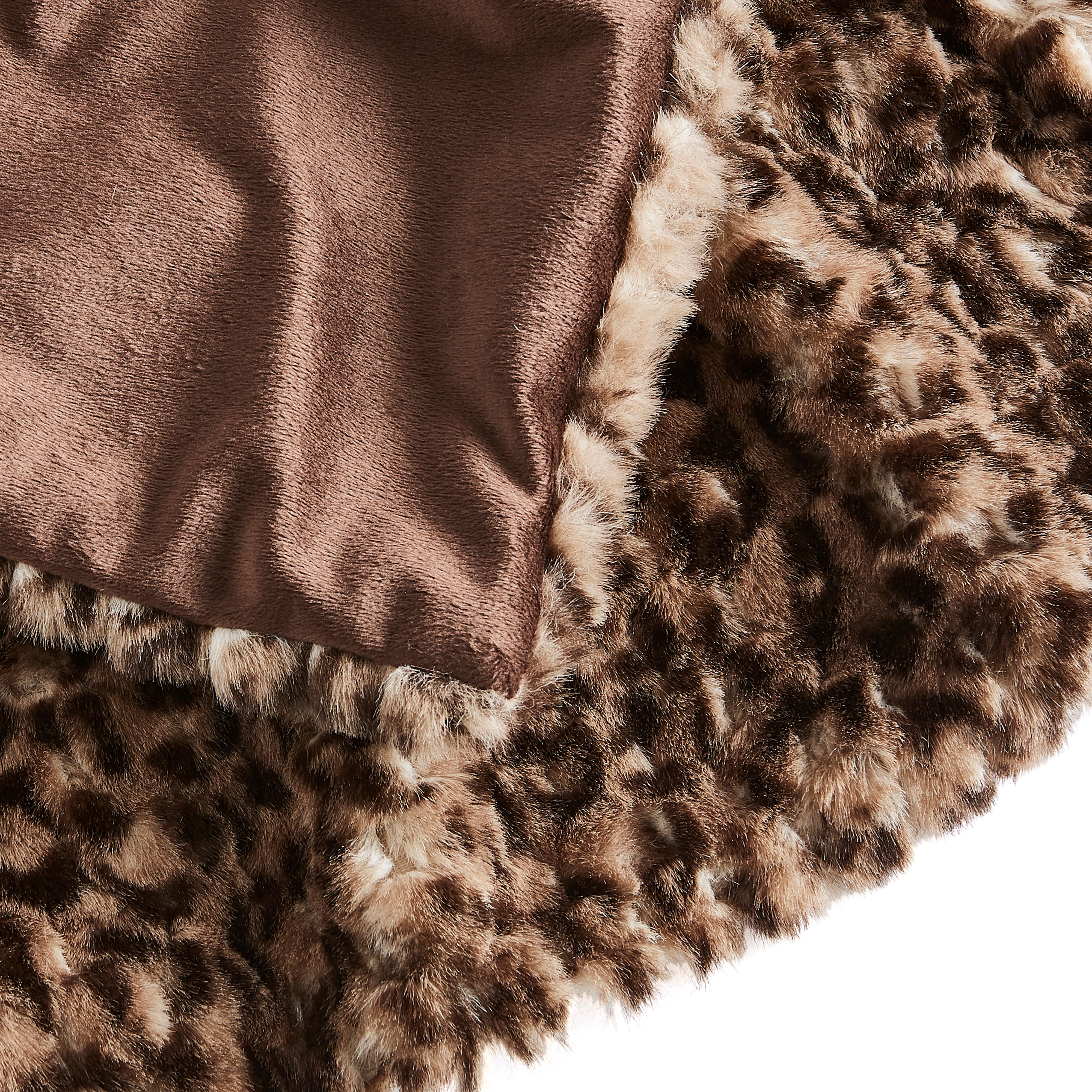 Dunelm Leopard Print Faux Fur Throw 130cm X 180cm Leopard Brown