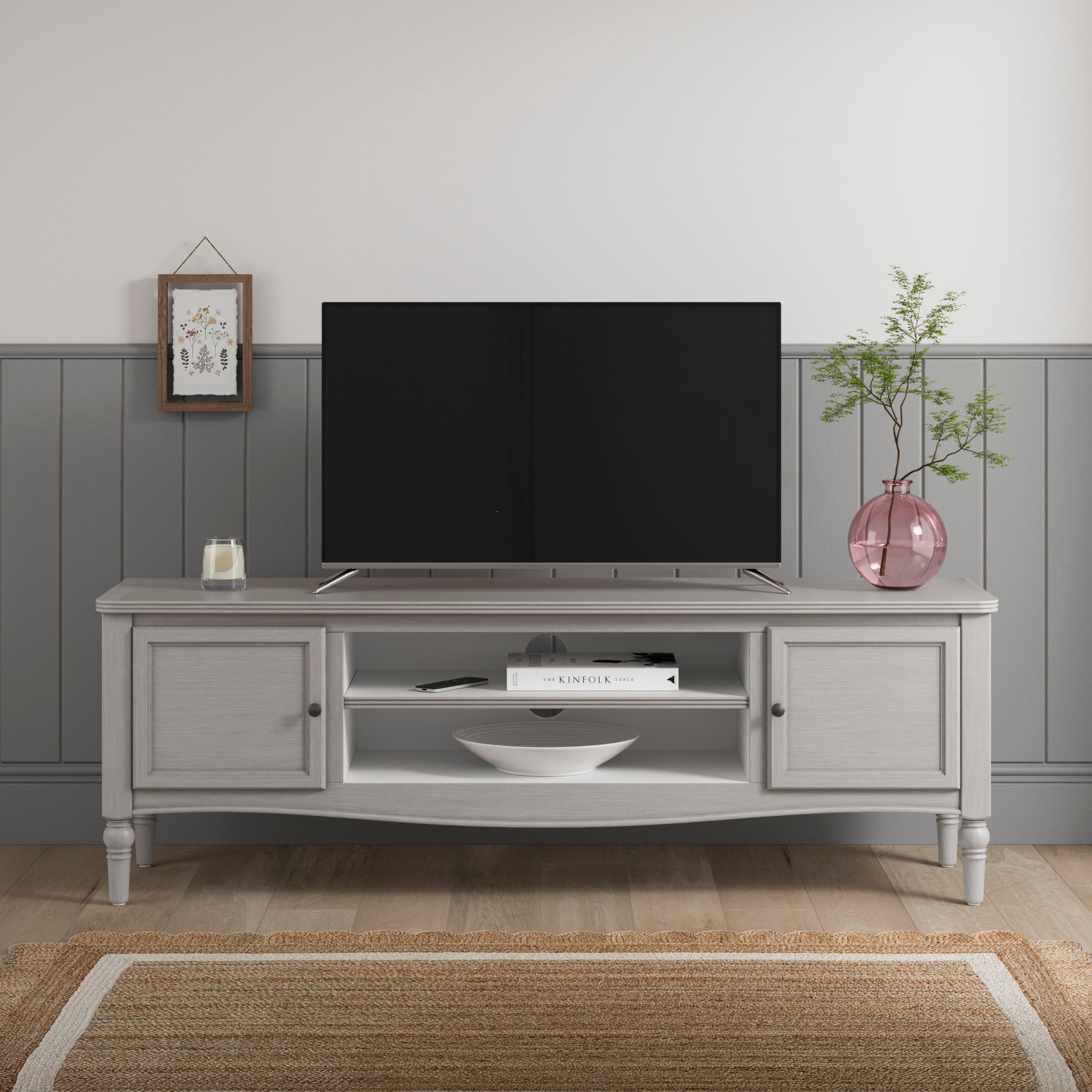 Ariella Wide Tv Unit Warm Stone For Tvs Up To 67 Stone