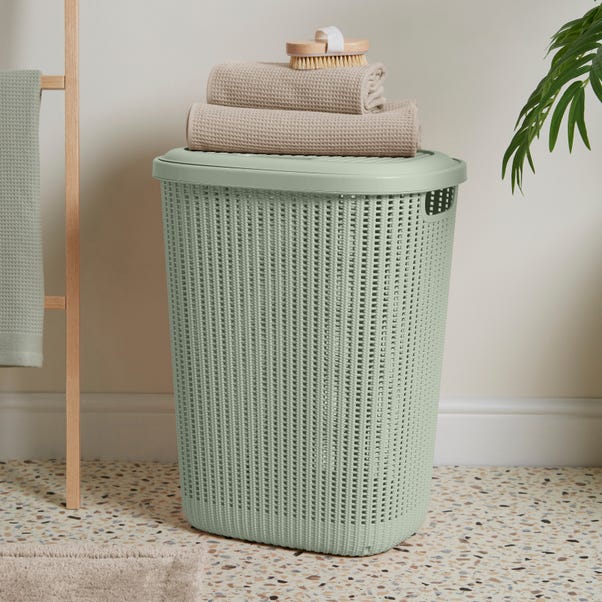 Knitted 57L Laundry Basket Sage