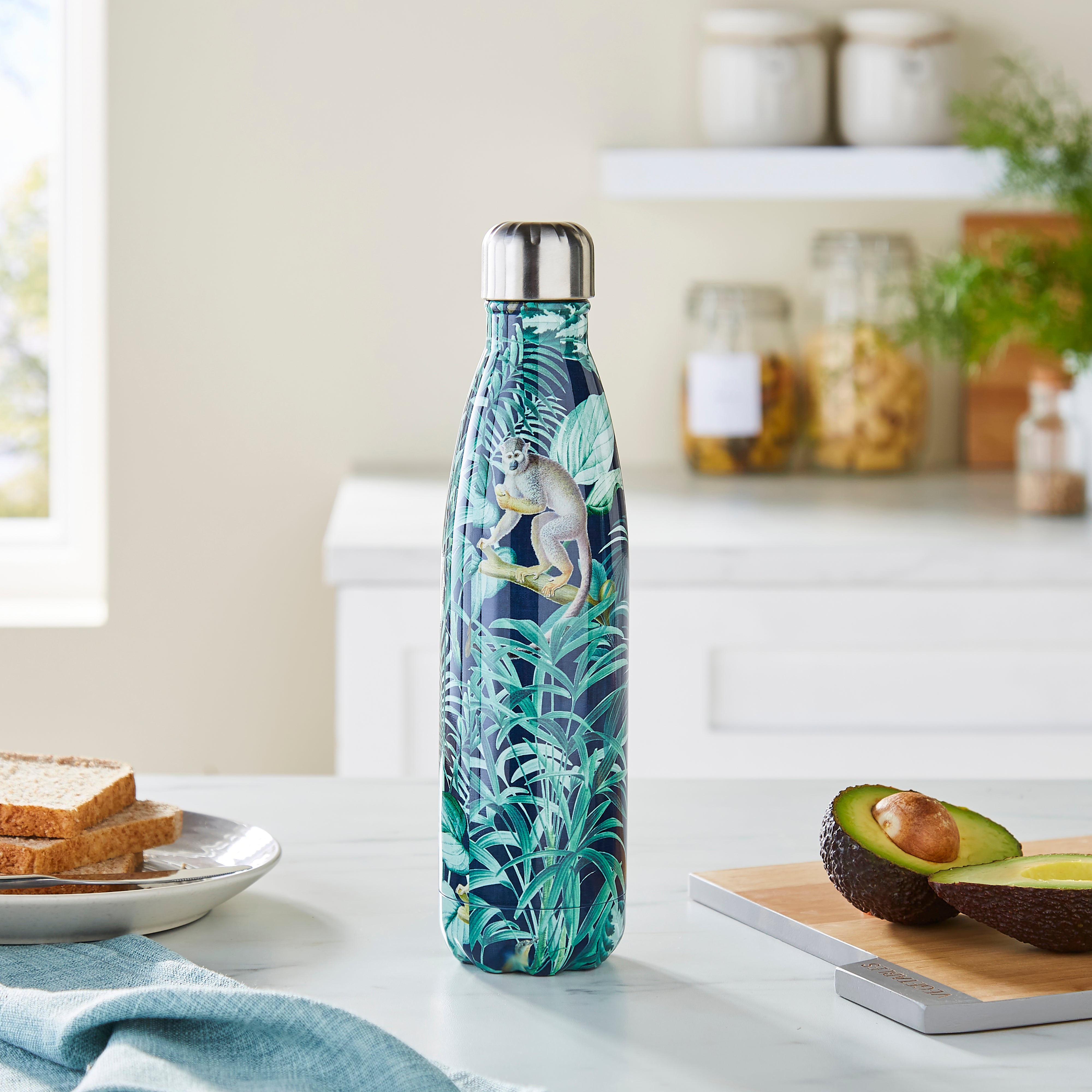 Image of 500ml Water Flask, Jungle Luxe Blue