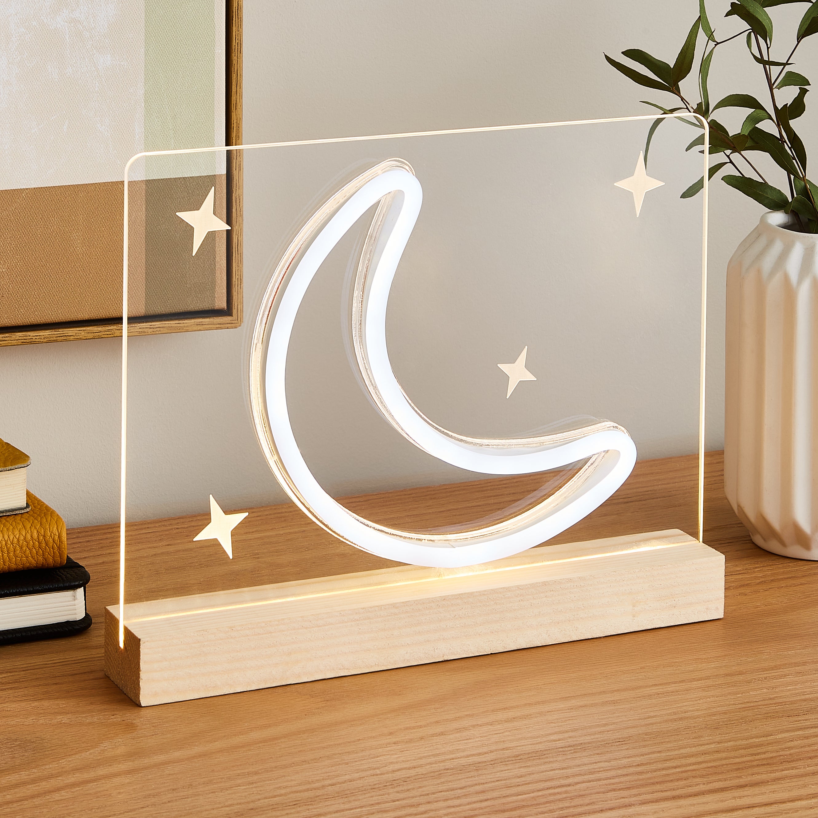 Moon and Stars Neon Table Lamp