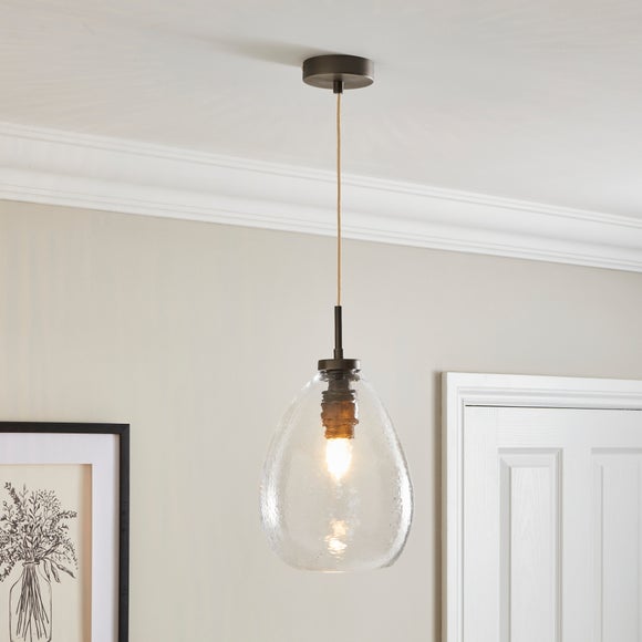 Smoked glass deals pendant light dunelm