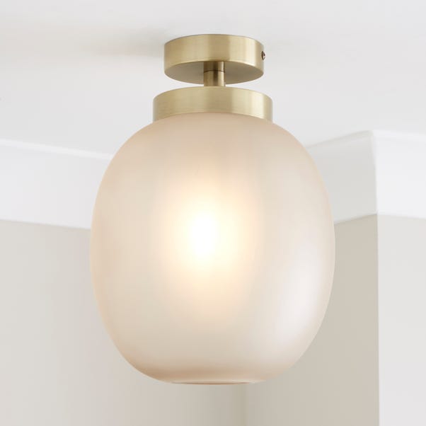 Lixue Recycled Glass Frosted Smoked Flush Ceiling Light image 1 of 6