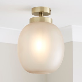 Lixue Recycled Glass Frosted Smoked Flush Ceiling Light