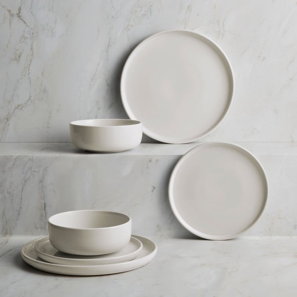 White Stacking 12 Piece Dinner Set