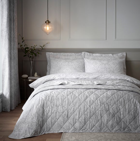 Emelie Grey Bedspread Dunelm