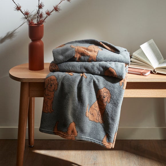 Reggie Cockapoo Fleece Throw 120cm x 150cm Dunelm