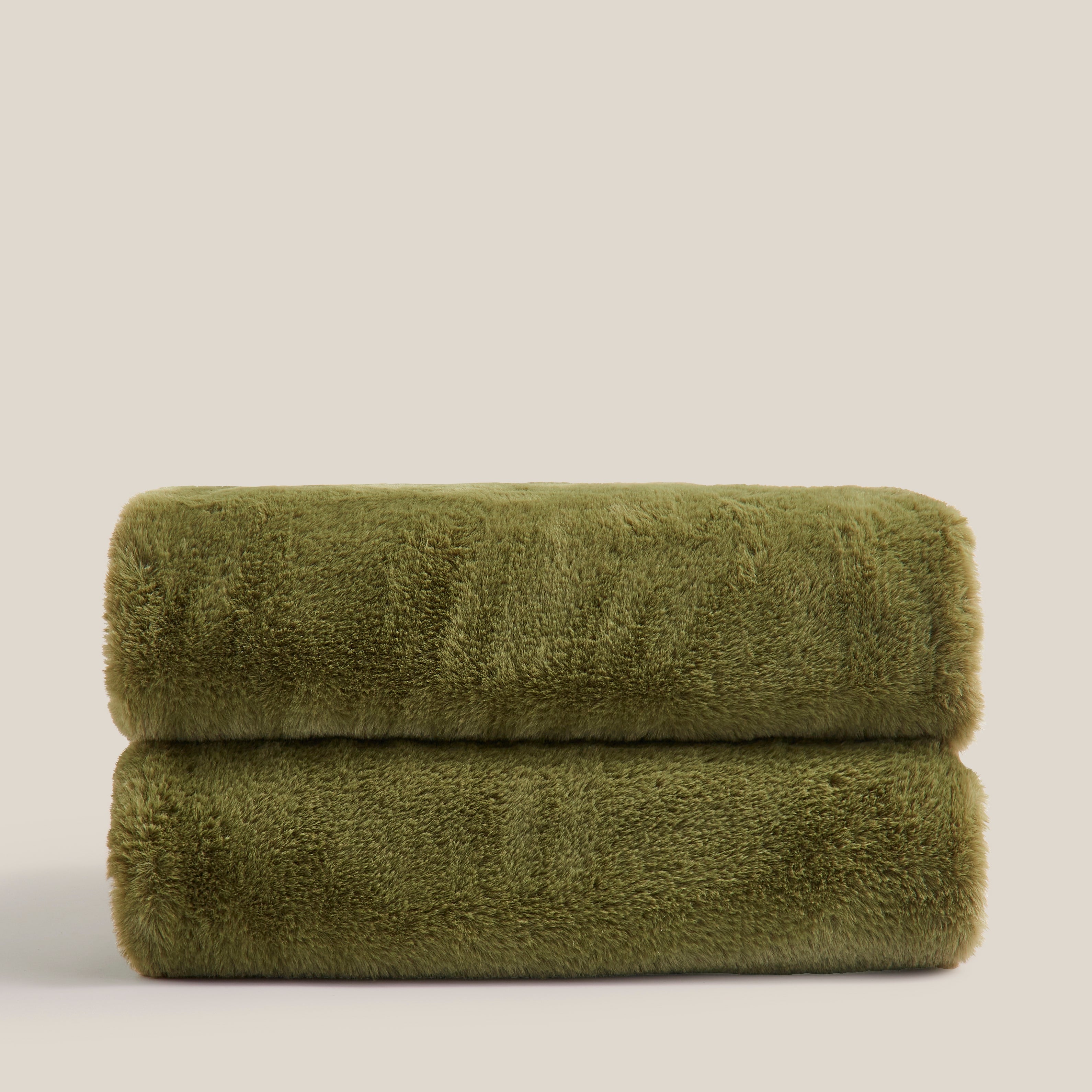 Dunelm Olive Green Lenon Plush Throw 130cm X 170cm Olive Green