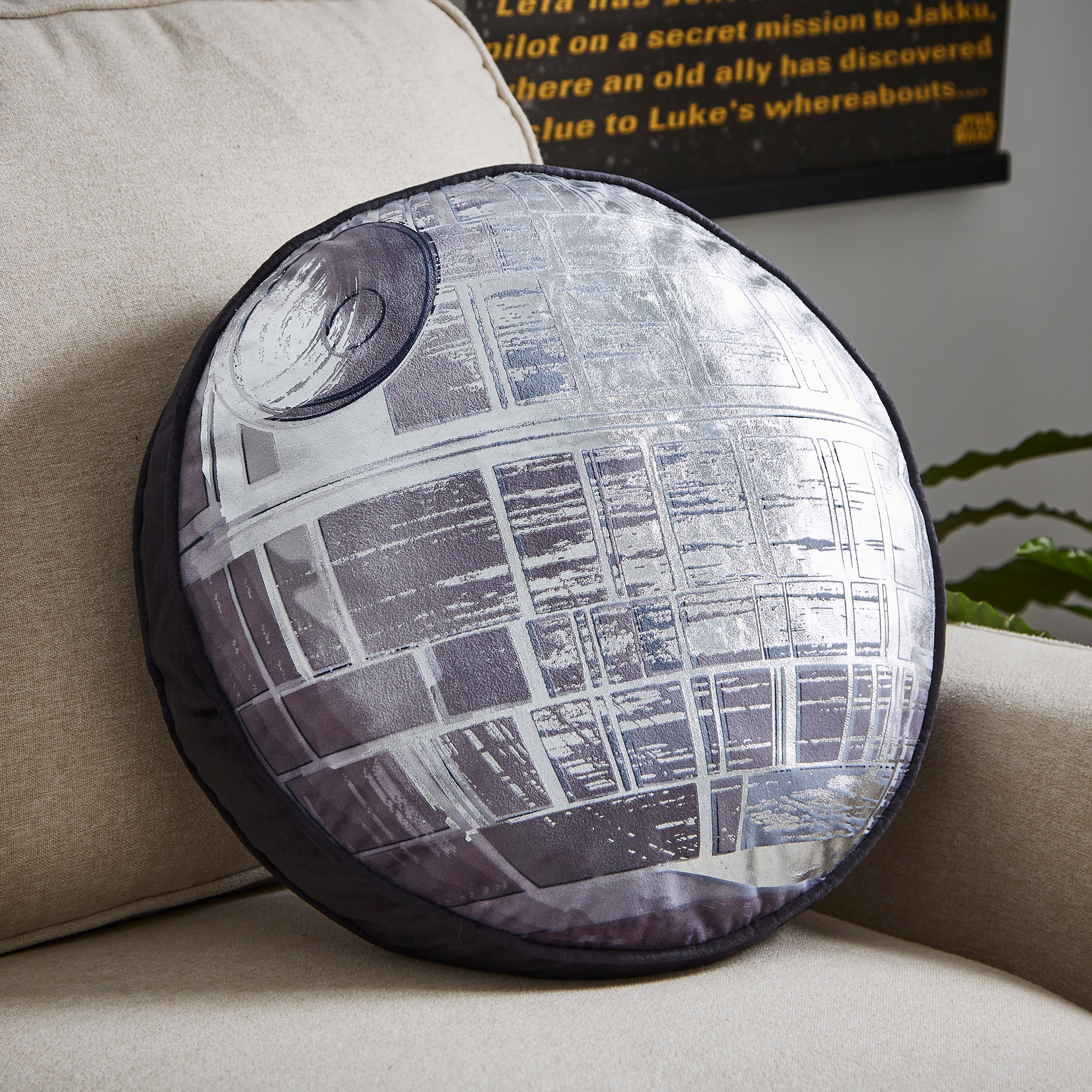 Dunelm Silver Star Wars Death Star Cushion 40cm X 40cm Silver
