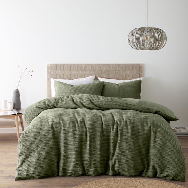 Amberley Waffle Cotton Duvet Cover and Pillowcase Set image 1 of 4