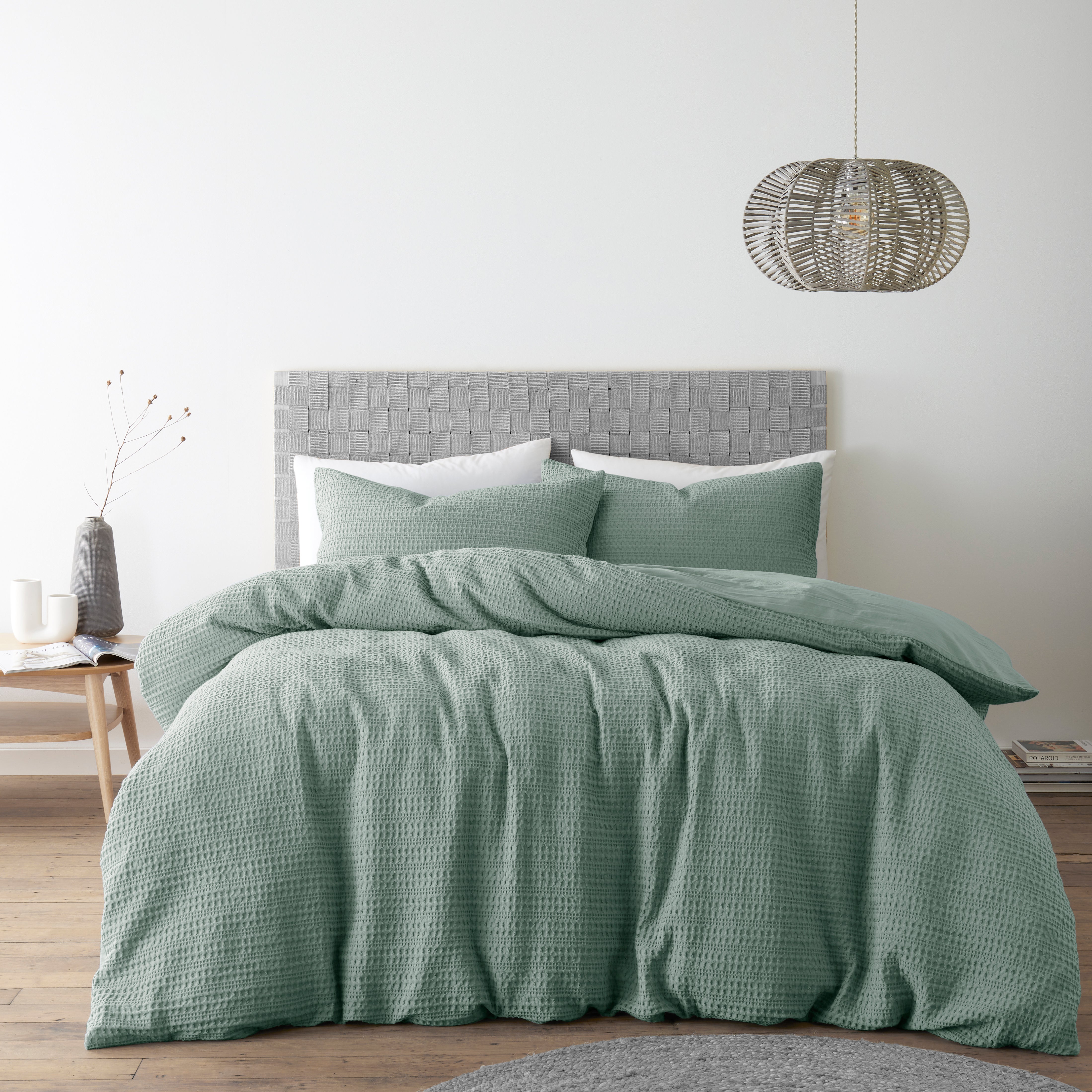 Amberley Waffle Cotton Duvet Cover And Pillowcase Set Lilypad