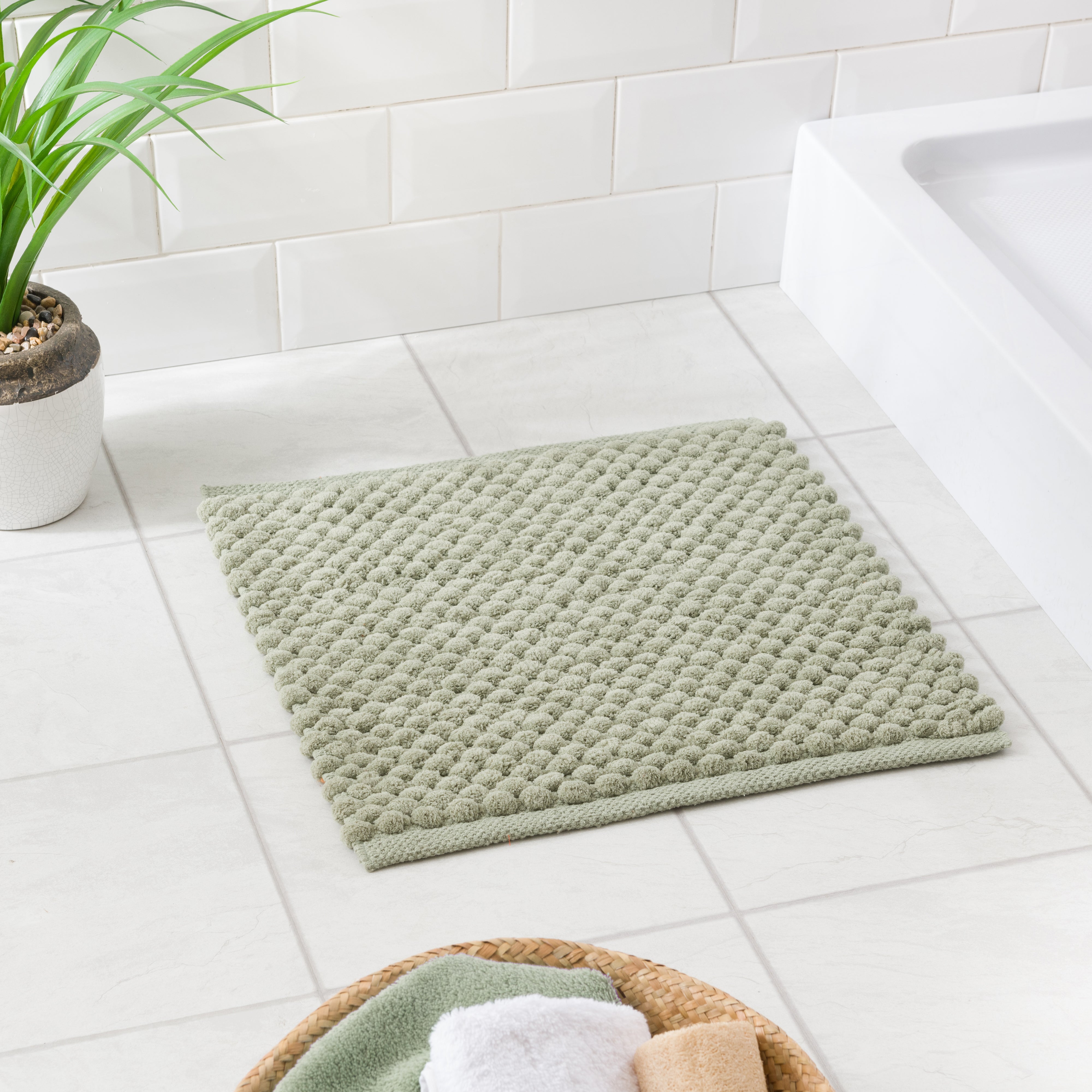 100 Recycled Pebble Shower Bath Mat Green