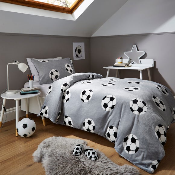 Football Fleece Duvet Cover and Pillowcase Set Dunelm