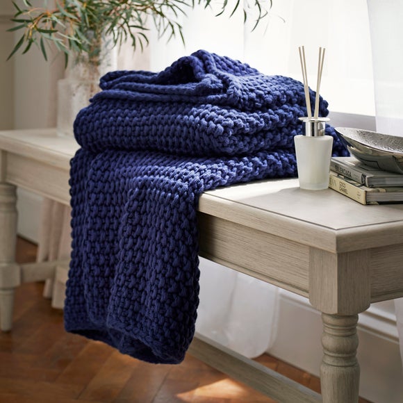 Navy best sale throw dunelm