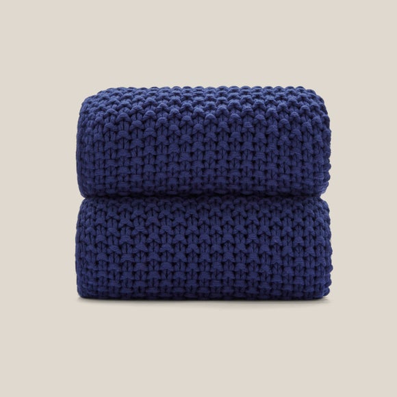 Chunky Knit White Throw Dunelm