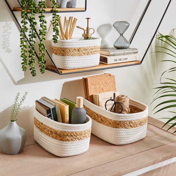 Set of 3 Mixed Material Storage Baskets image 1 of 3