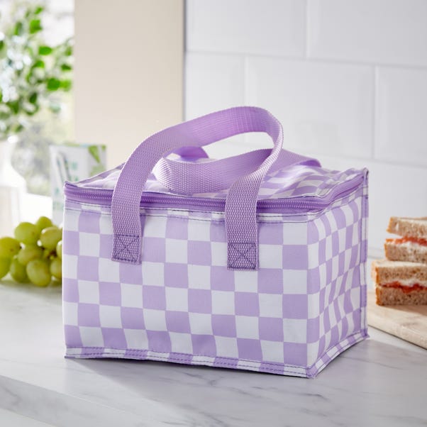 Checkerboard Lilac Square Lunch Bag image 1 of 5