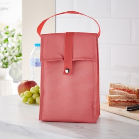 Coral Fold Over Lunch Bag