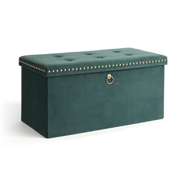 luxe traveller grey velvet ottoman