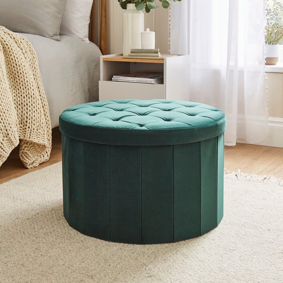 Green velvet deals ottoman round