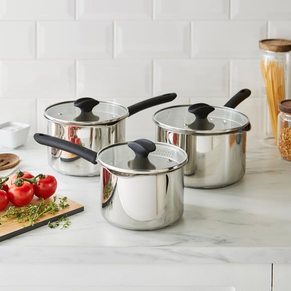 Essentials Stainless Steel 3 Piece Pan Set