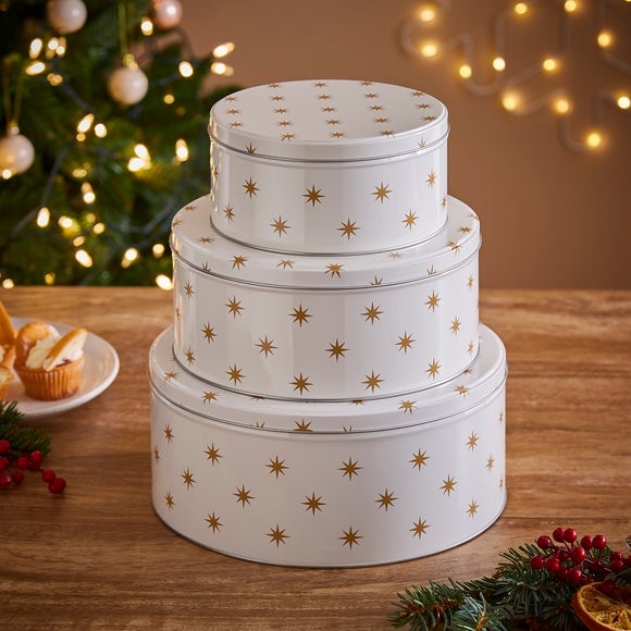 Christmas Canister Set for Festive Bakes - Yellow Star Design