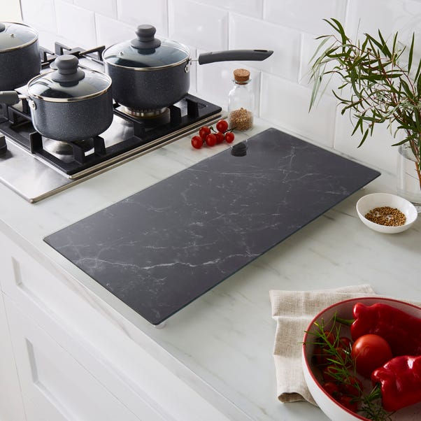 Black Marble Glass Hob Cover image 1 of 6