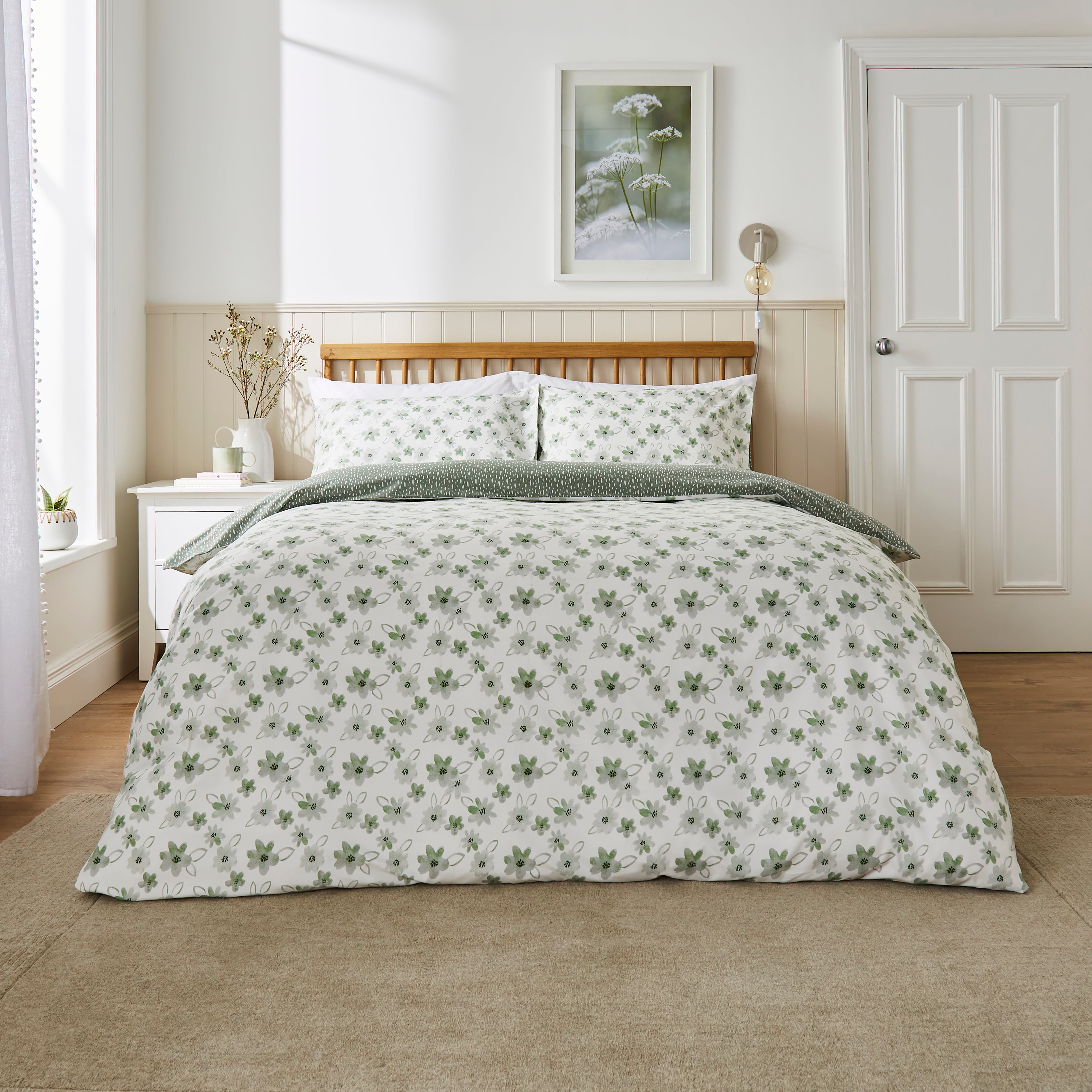 Isabella Green Floral Duvet Cover & Pillowcase Set