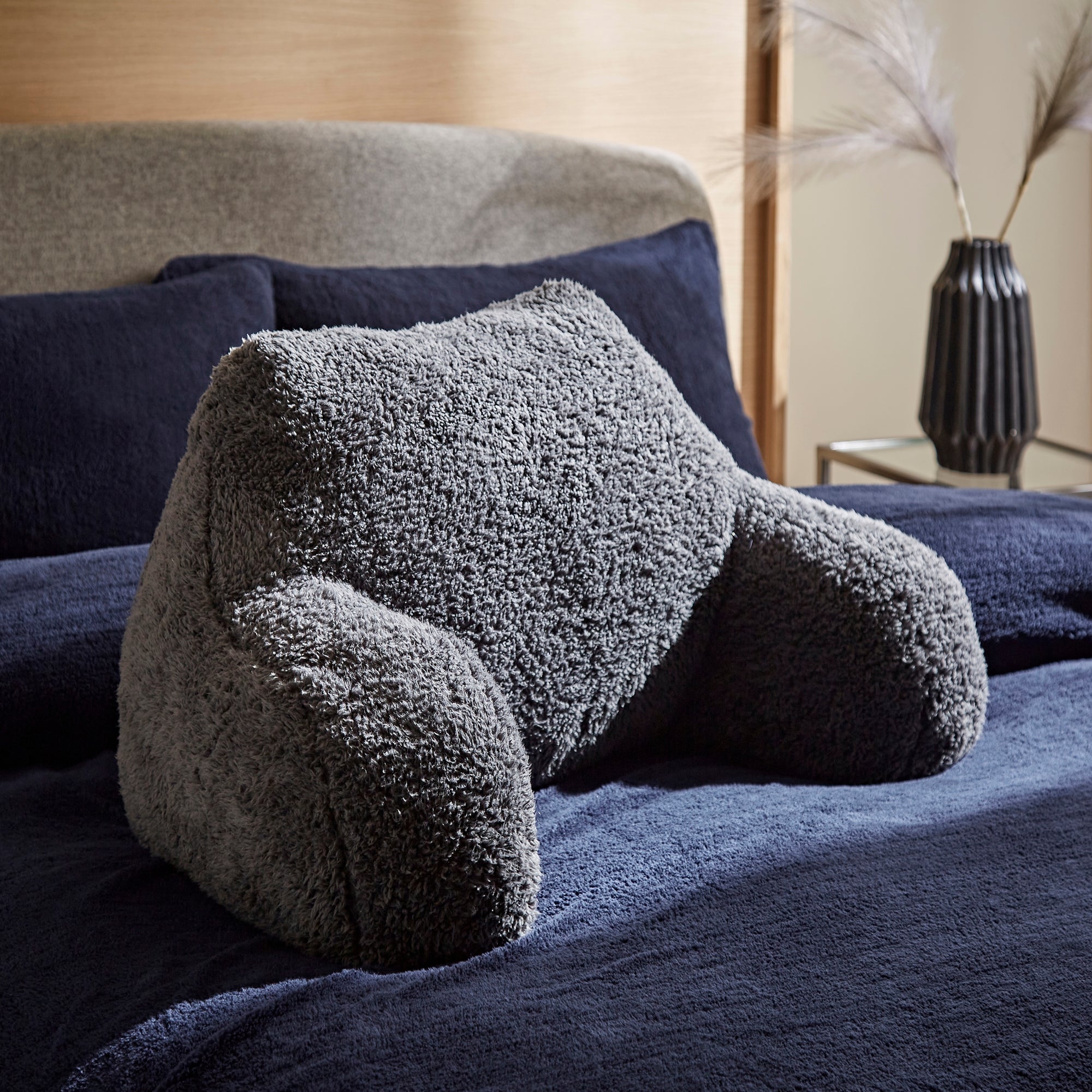 Dunelm Charcoal Grey Teddy Bear Cuddle Cushion 59cm X 45cm X 35cm Teddy Charcoal