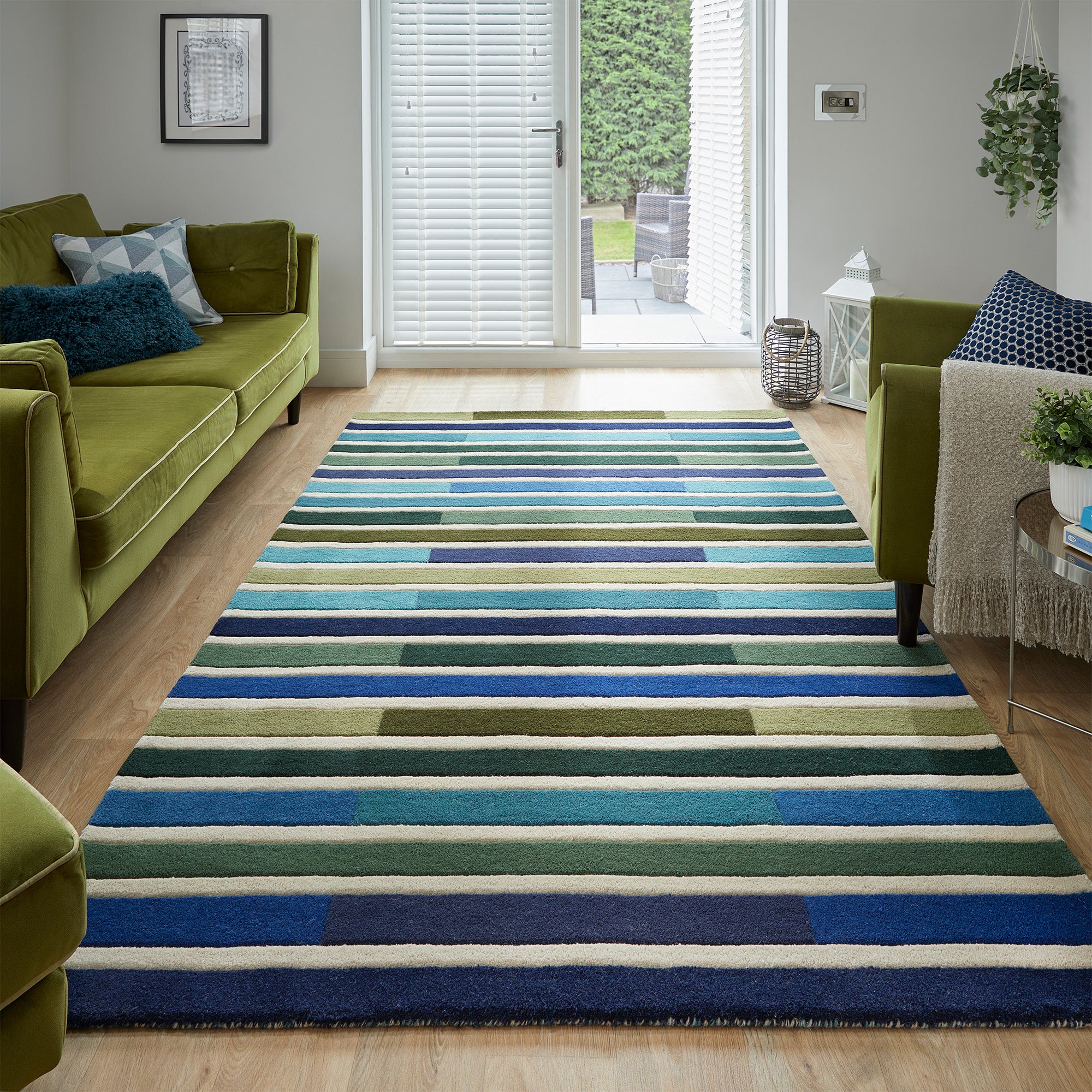 Piano Stripe Wool Rug Piano Stripe Green