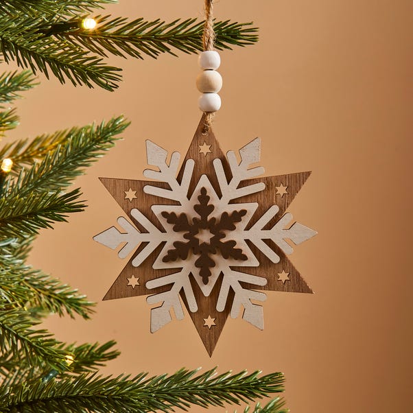 Wooden Snowflake Hanging Decoration image 1 of 3