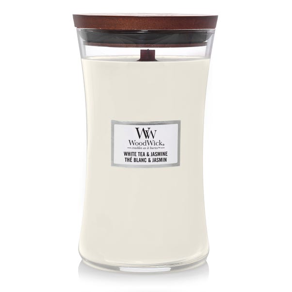 Woodwick White Tea & Jasmine Large Hourglass Crackle Candle image 1 of 4