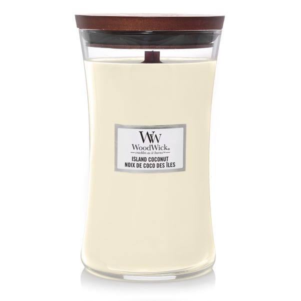 Woodwick Island Coconut Large Hourglass Crackle Candle image 1 of 2
