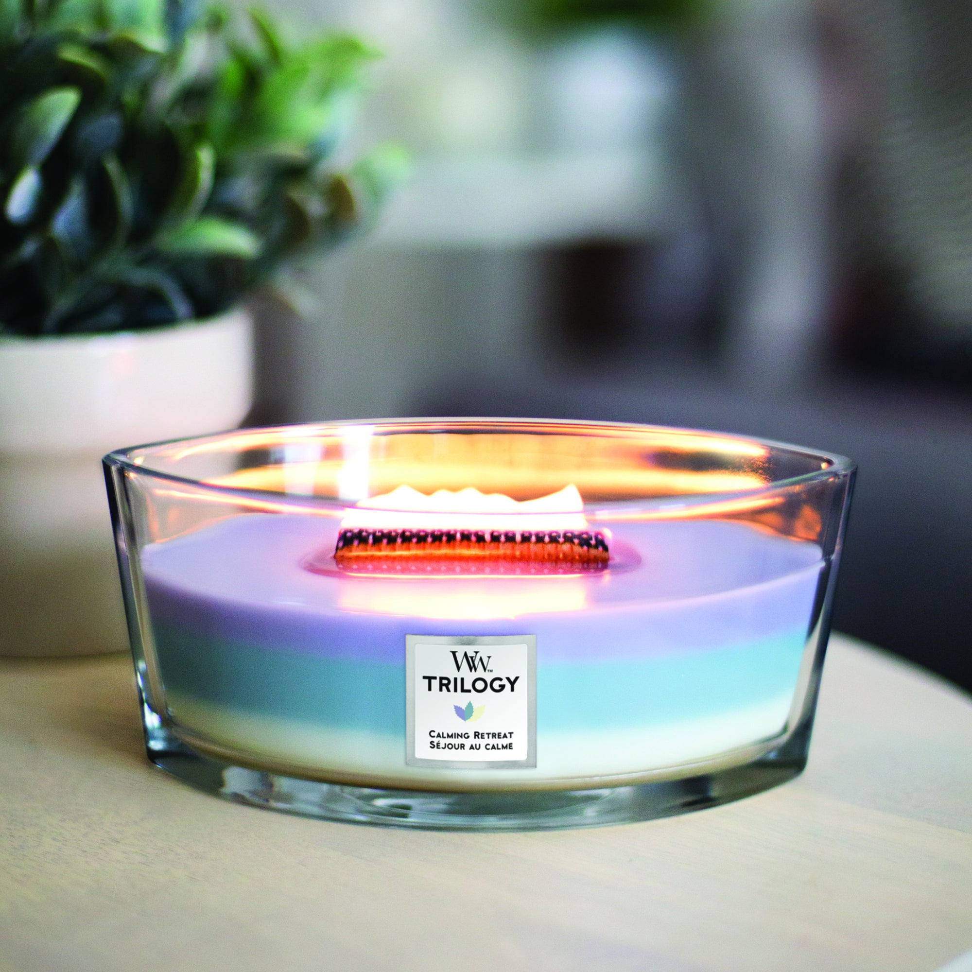 Photos - Air Freshener WoodWick Calming Retreat Ellipse Trilogy Candle Blue 