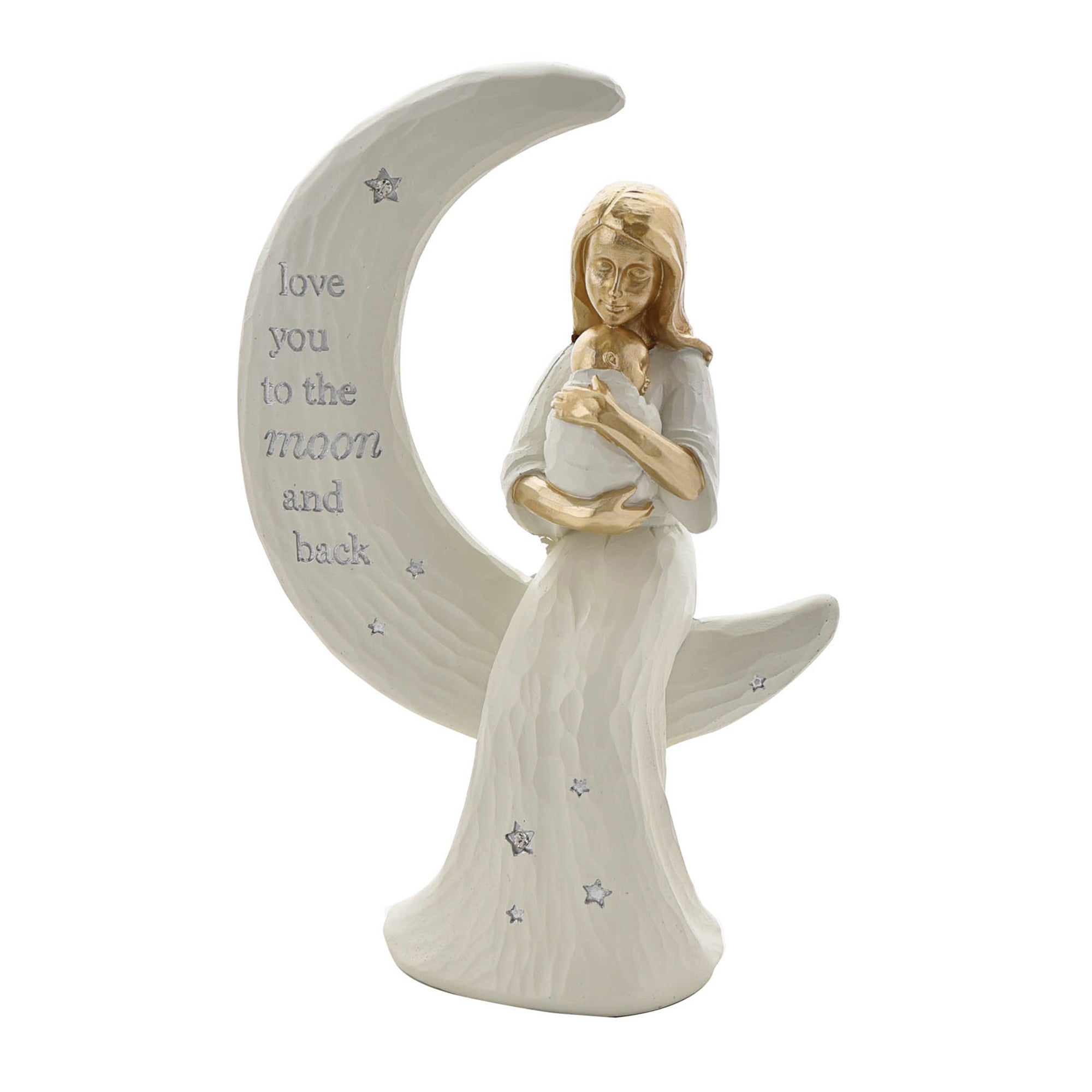 Bambino Mother and Baby Sitting on Moon Figurine "Love You"