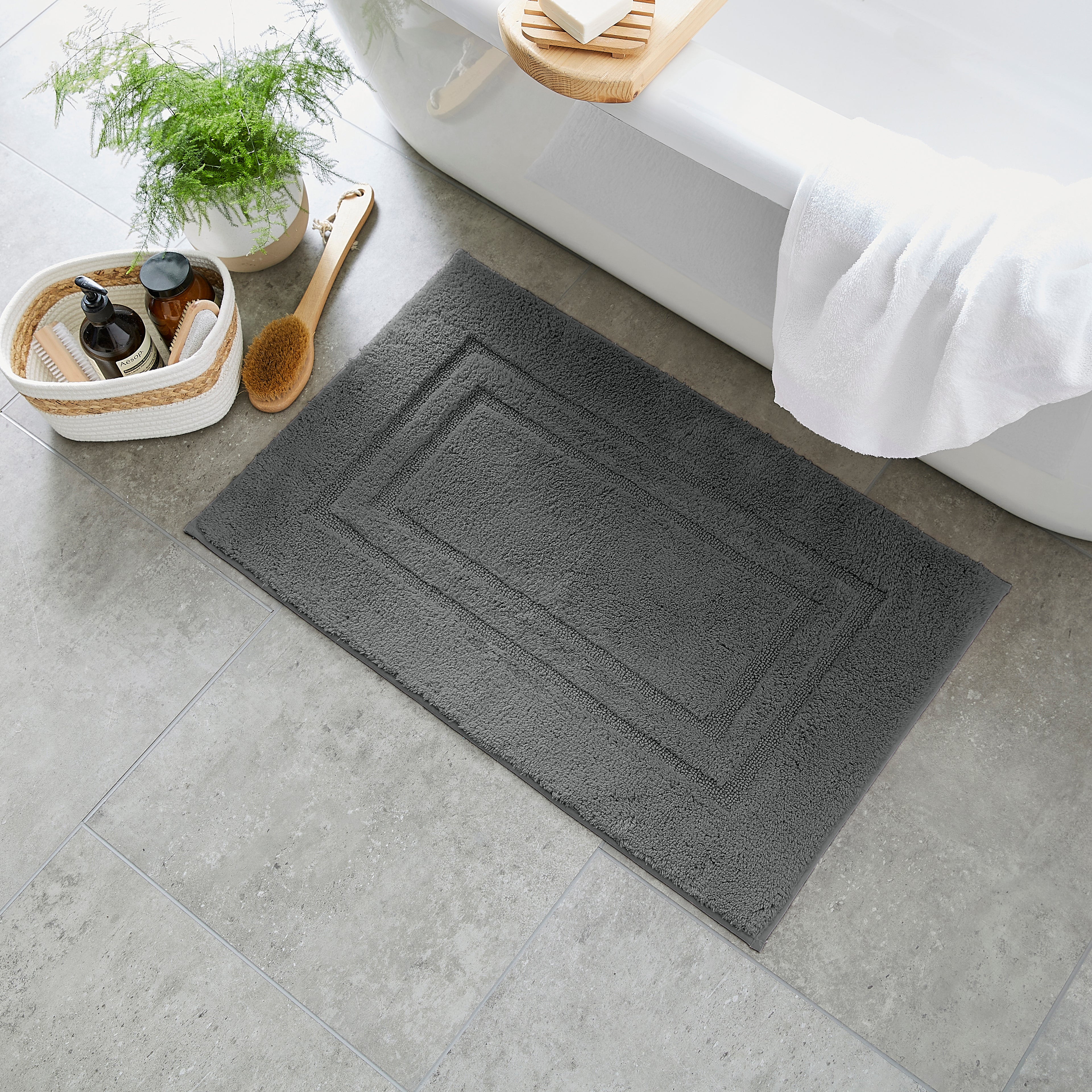 Luxury Cotton Bath Mat Dark Grey