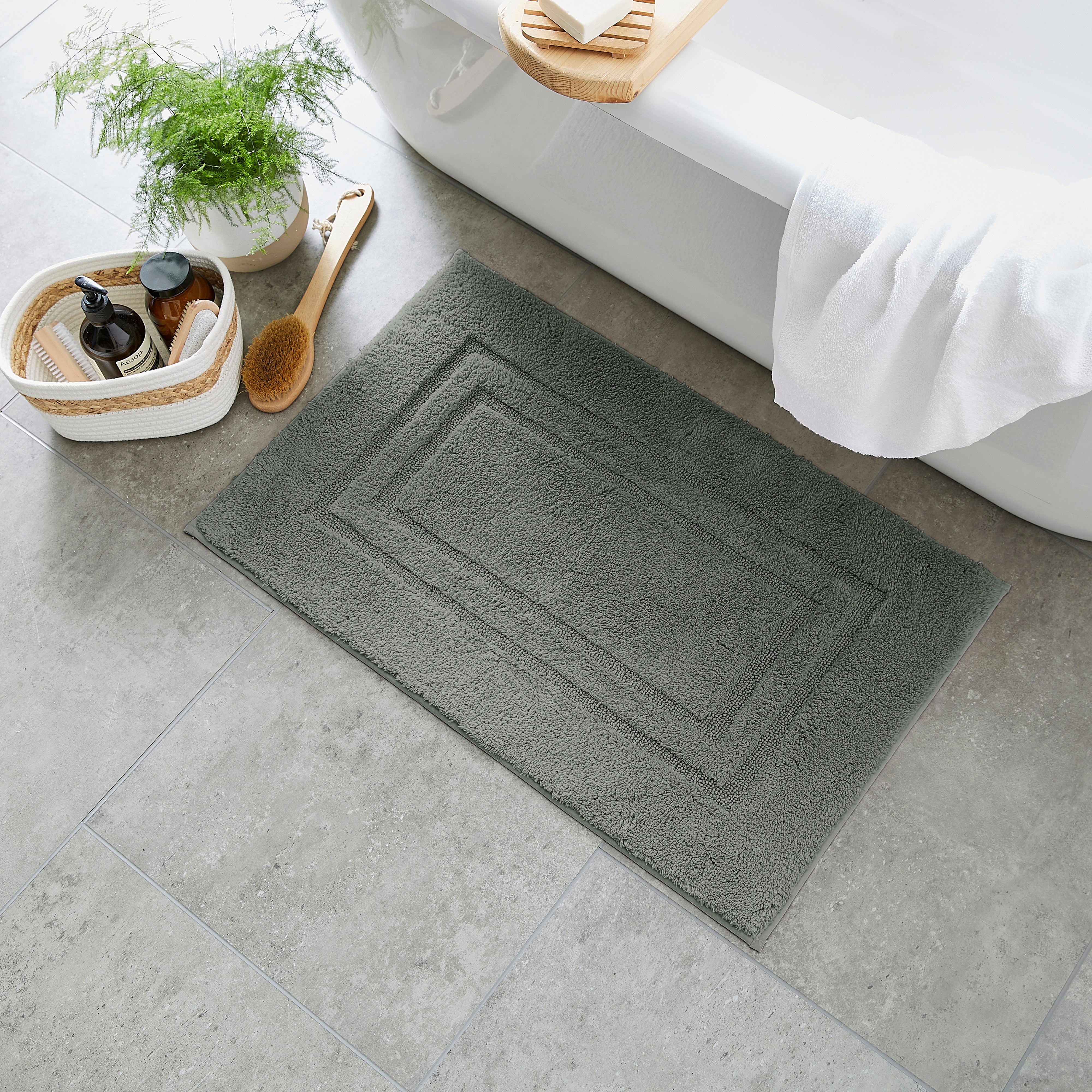 Luxury Cotton Bath Mat Dark Green