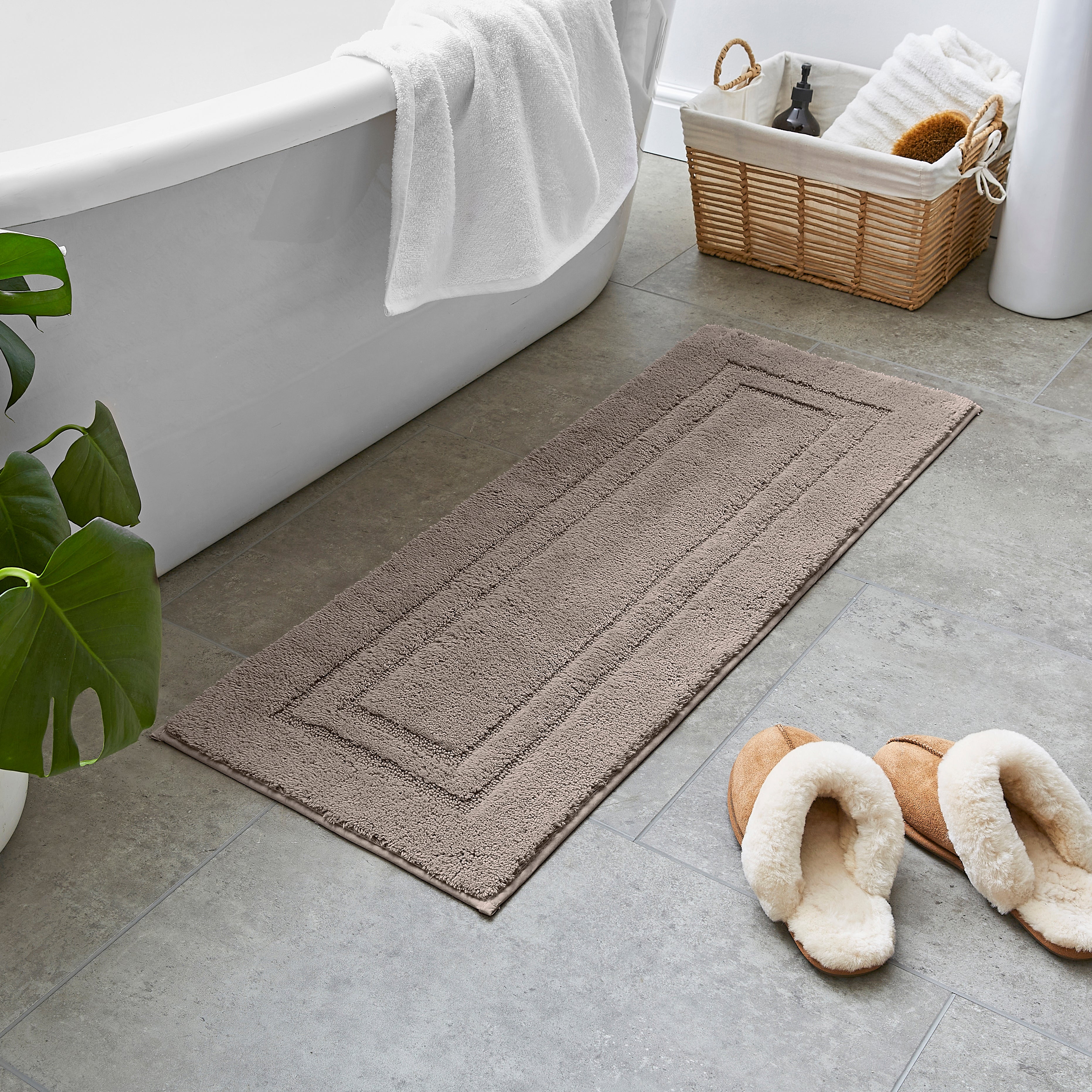 Luxury Cotton Runner Bath Mat Beige