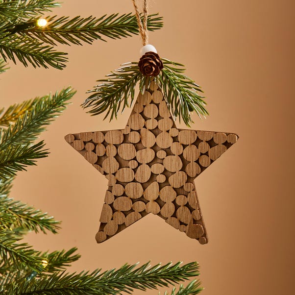 Wooden Star with Floristry Hanging Decoration image 1 of 3