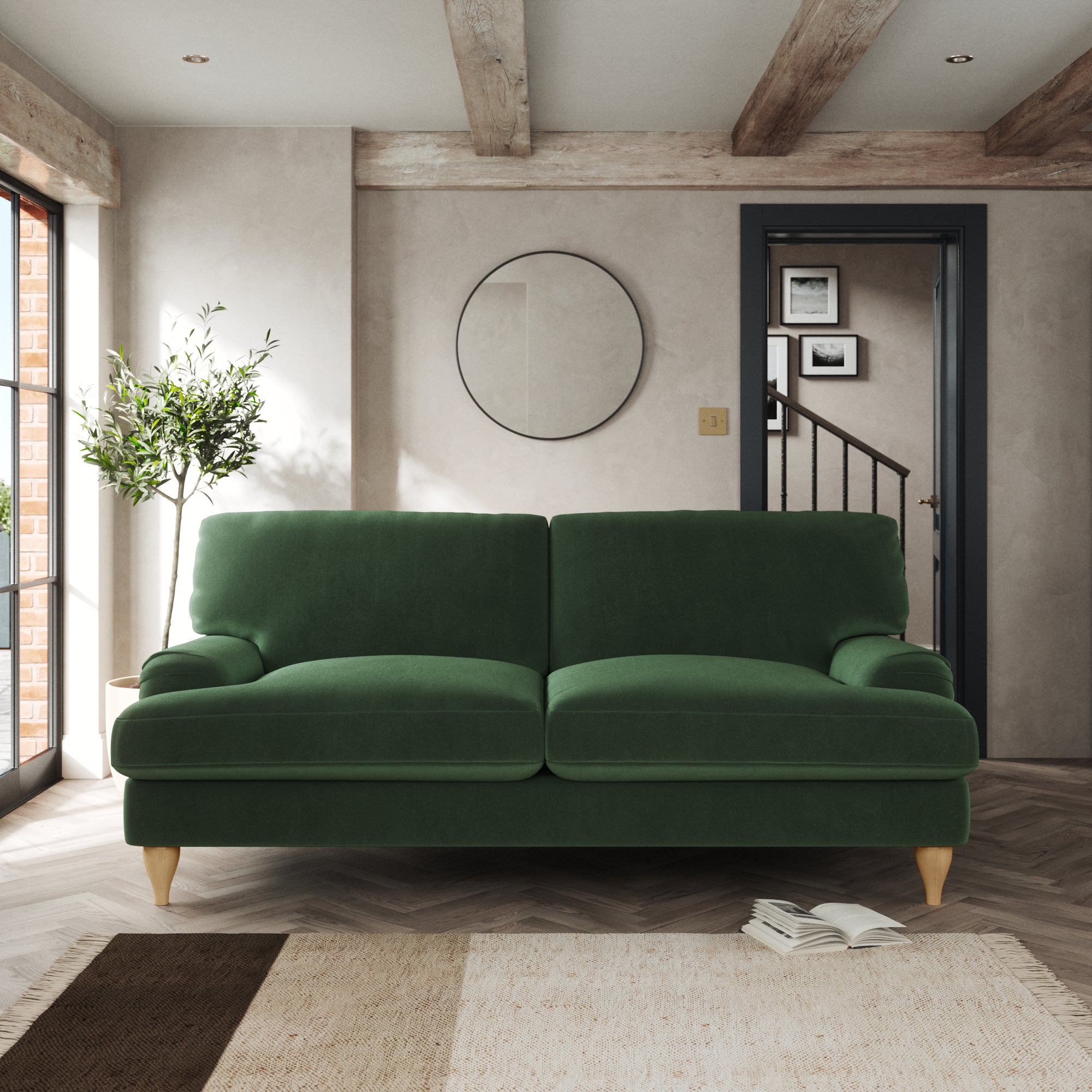 Darwin 3 Seater Sofa Cosy Velvet Bottle Green