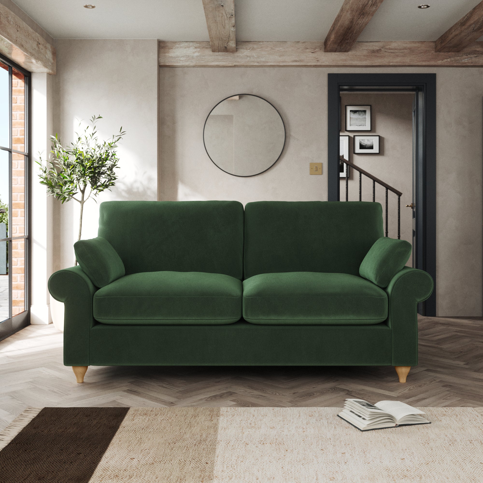 Salisbury 2 Seater Sofa Cosy Velvet Bottle Green