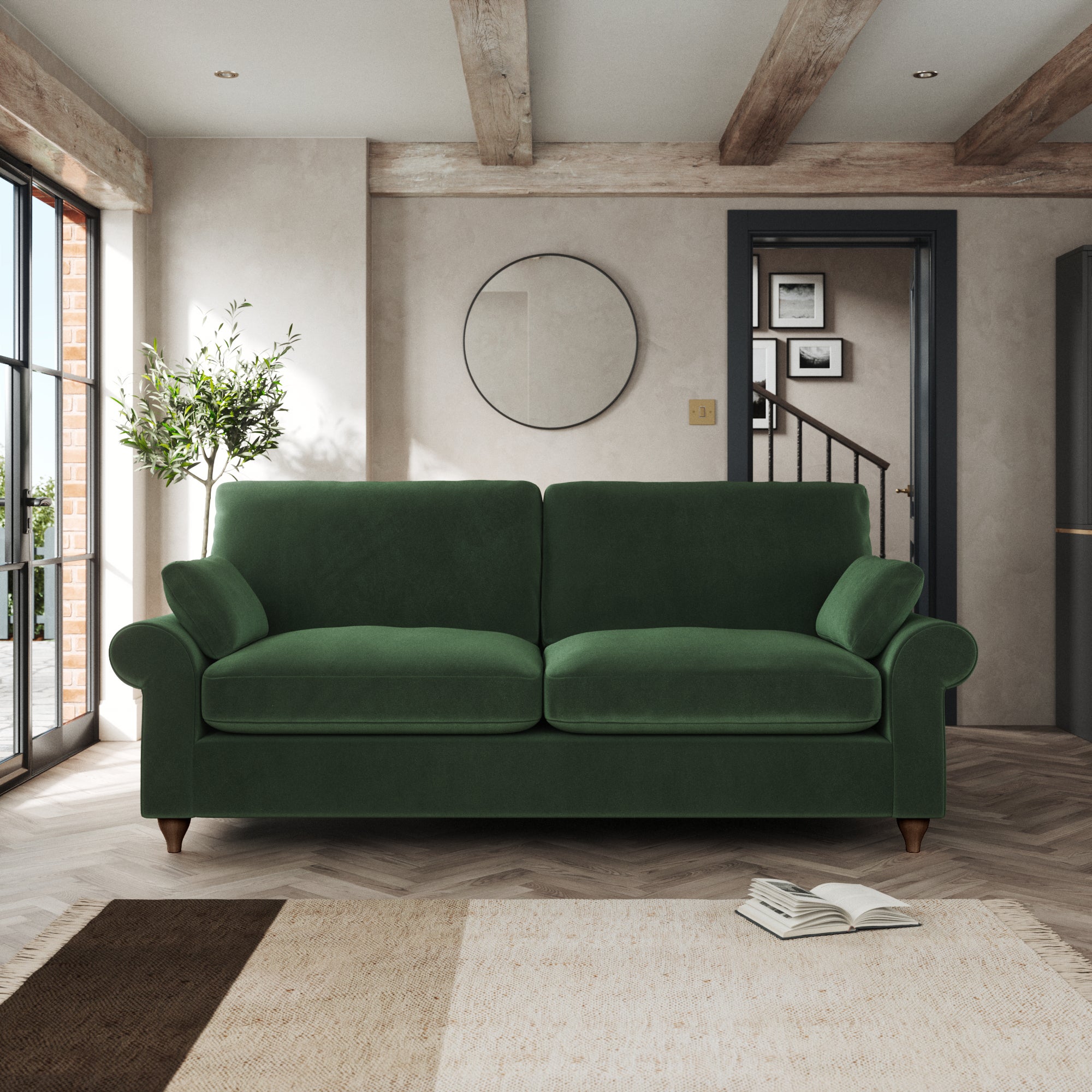 Salisbury 3 Seater Sofa Cosy Velvet Bottle Green