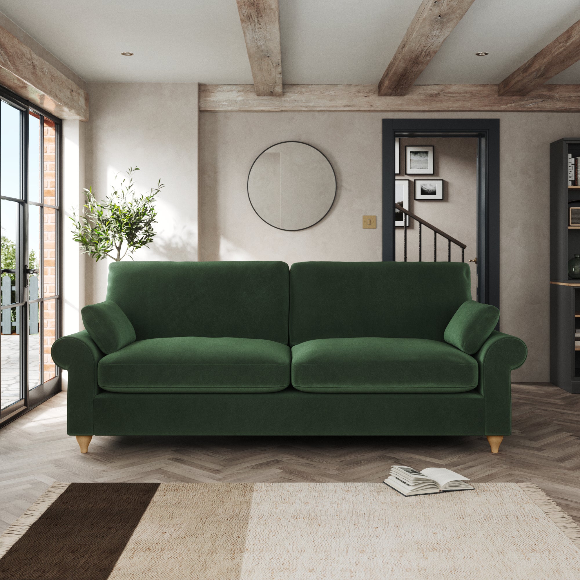 Salisbury 4 Seater Sofa Cosy Velvet Bottle Green