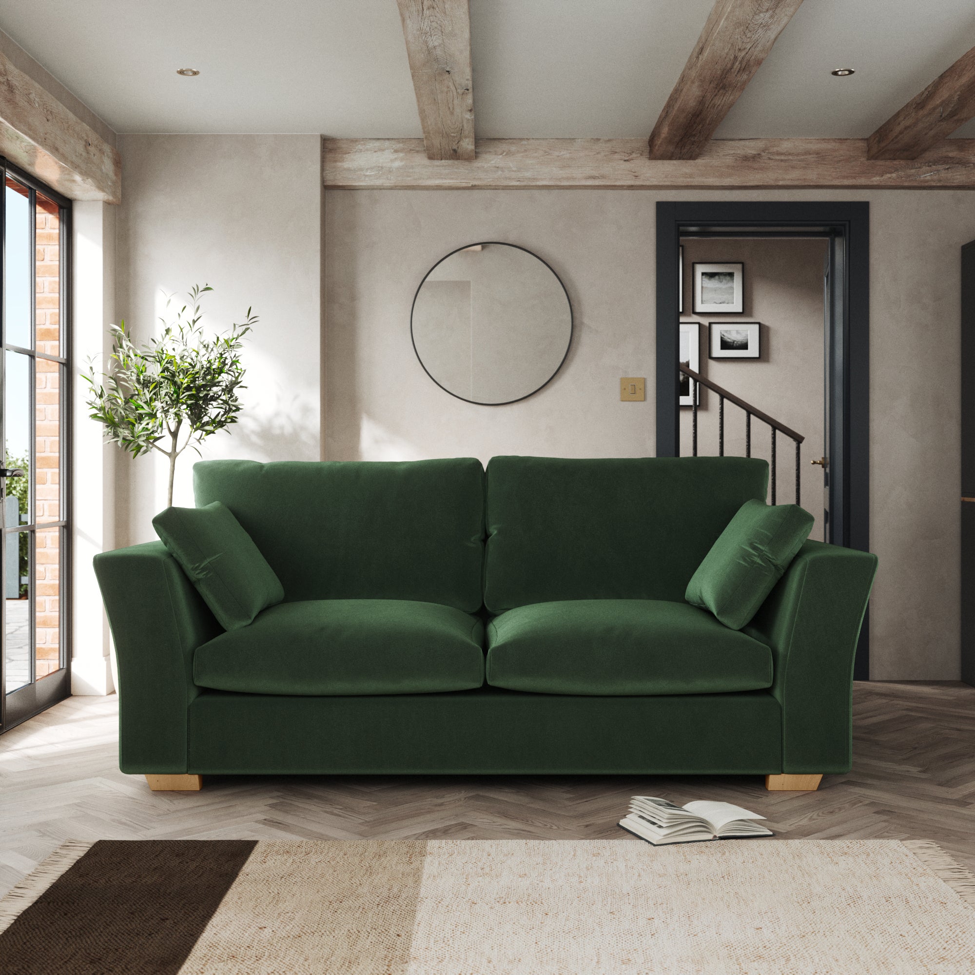 Blakeney 3 Seater Sofa Cosy Velvet Bottle Green