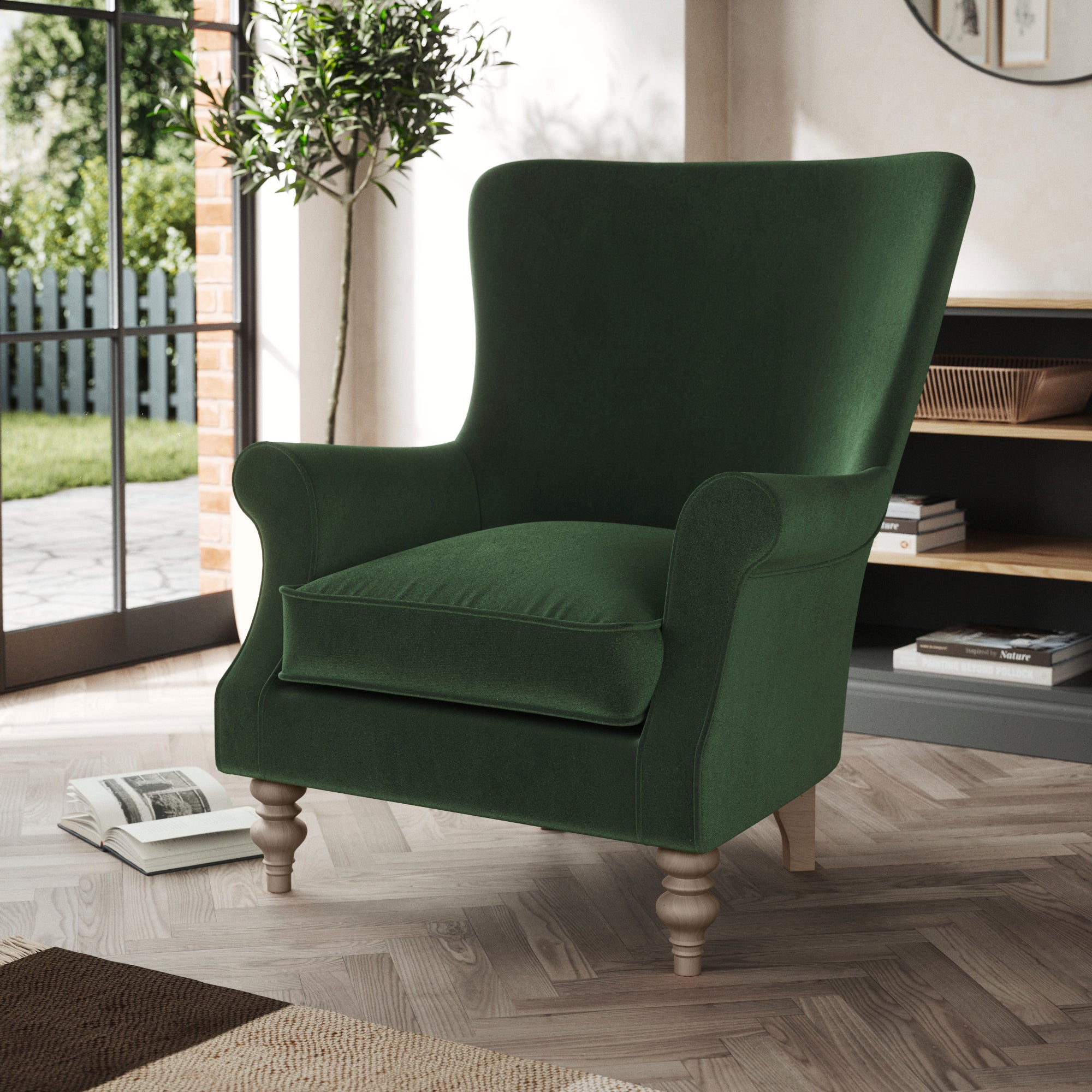 Charlbury Occasional Wing Chair Cosy Velvet Bottle Green