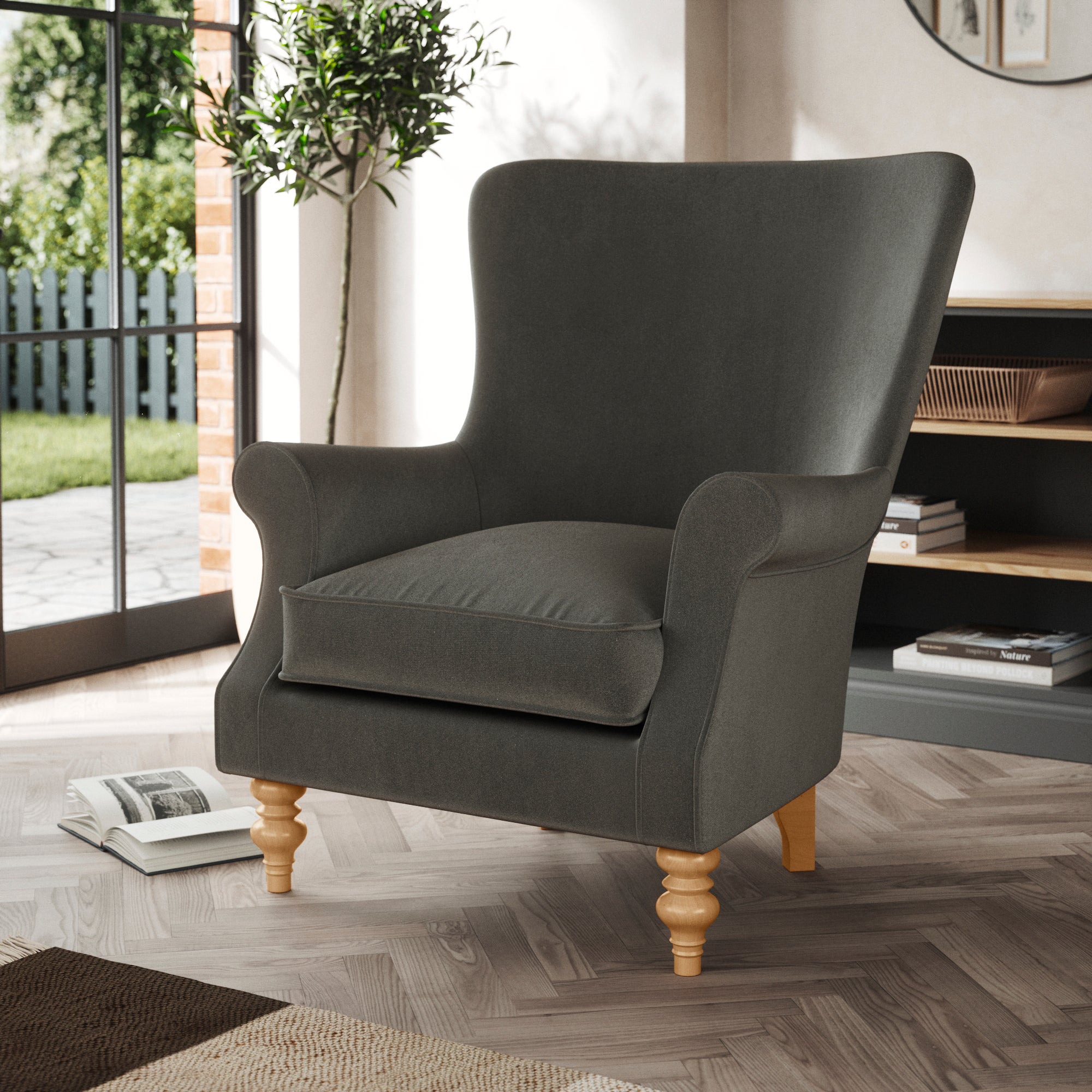 Charlbury Occasional Wing Chair Cosy Velvet Grey